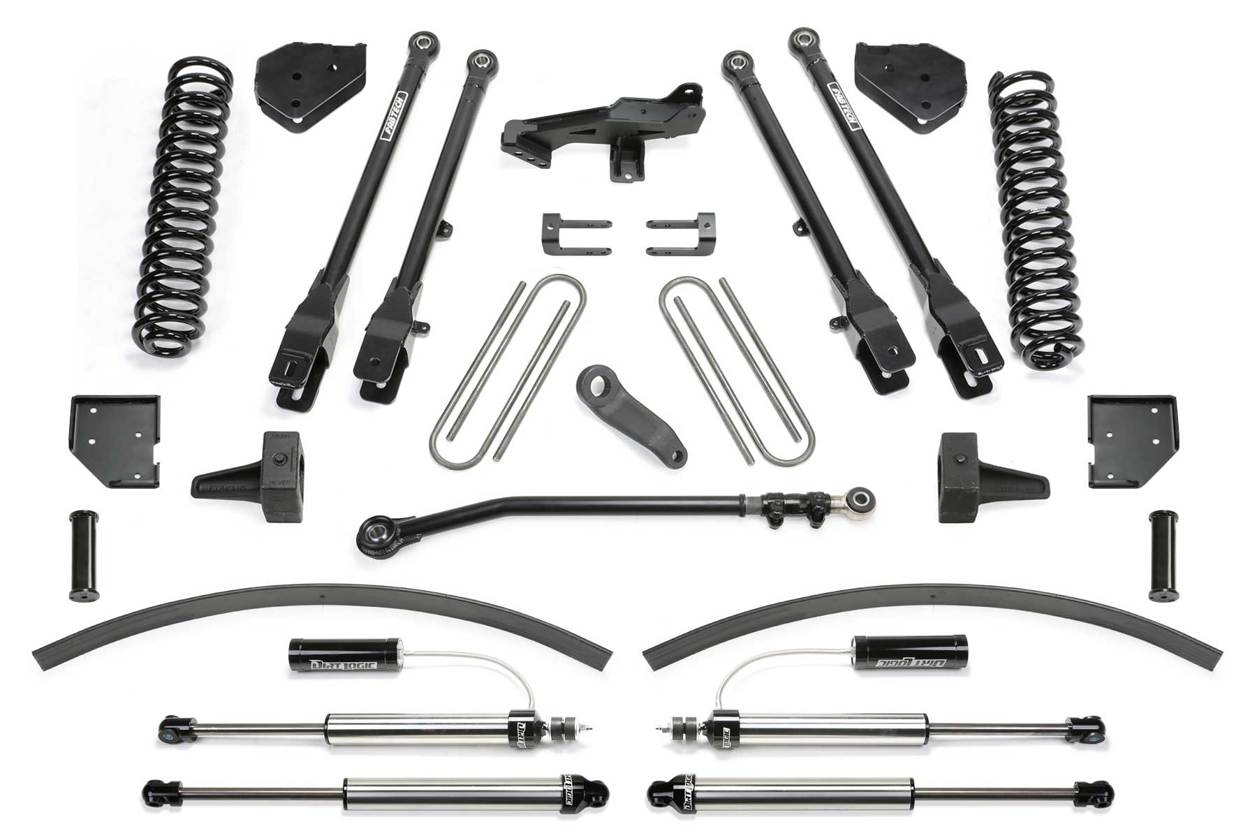 8" 4LINK SYS W/COILS & DL RESI SHKS 17-21 FORD F250/F350 4WD DIESEL. by Fabtech