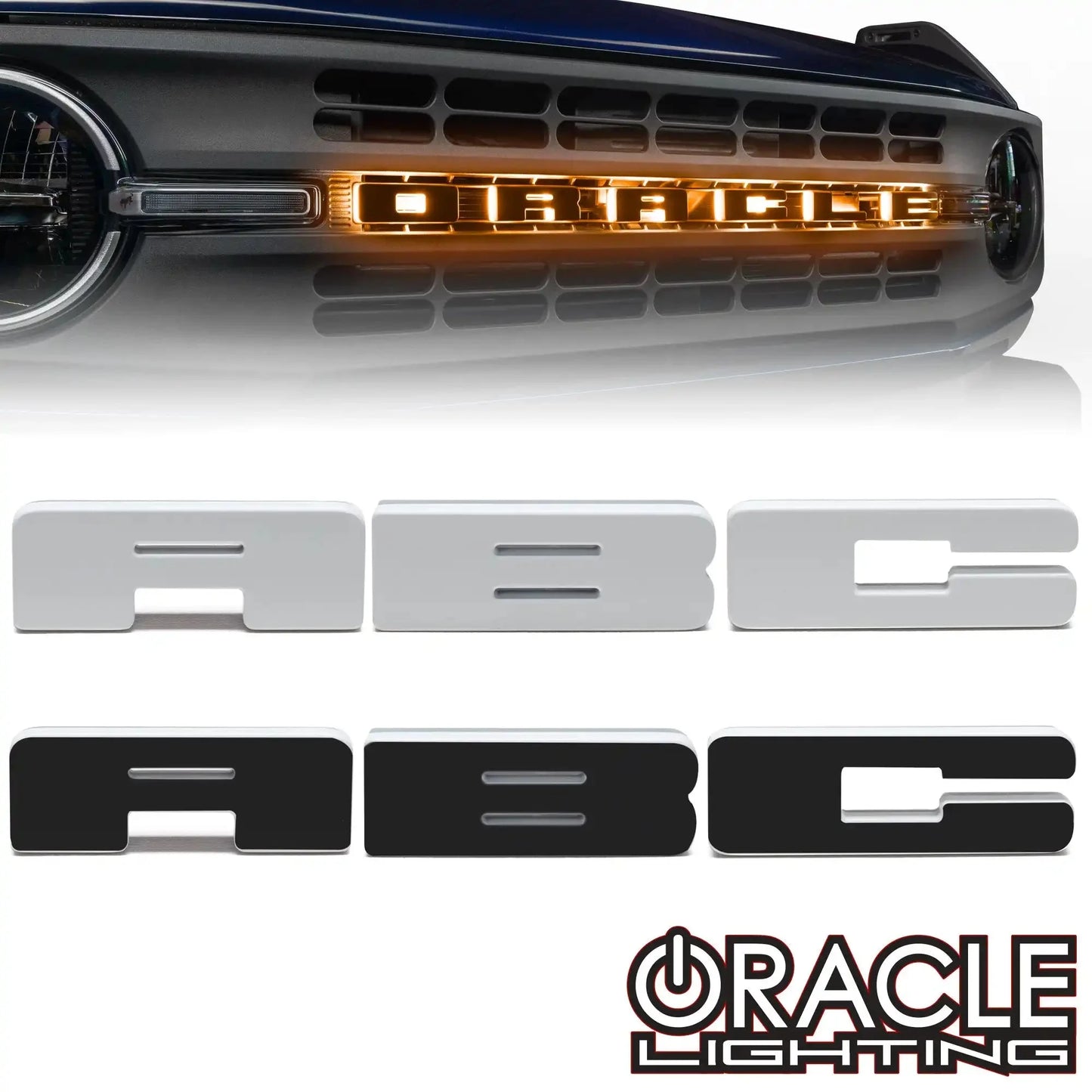 Universal Illuminated LED Letter Badges Amber Individual Letters Custom Emblem by ORACLE Lighting