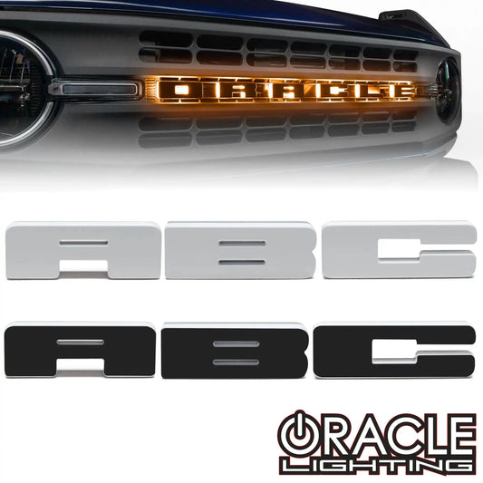 Universal Illuminated LED Letter Badges Amber Individual Letters Custom Emblem by ORACLE Lighting