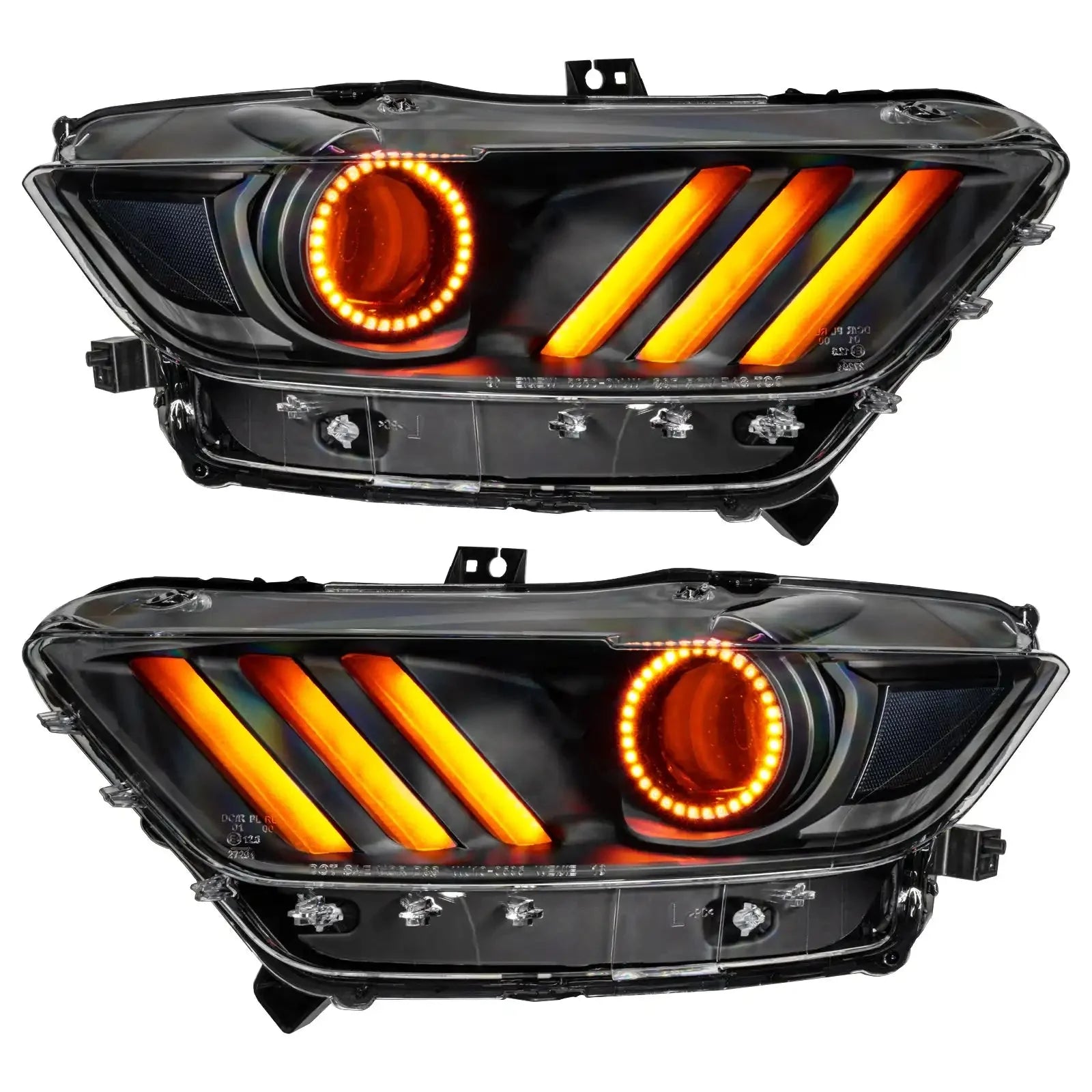 2015-2017 Ford Mustang Pre-Assembled Headlights -Dynamic ColorSHIFT RGB+A -Black Edition by ORACLE Lighting