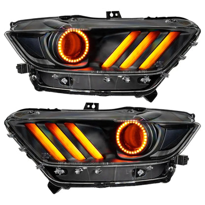 2015-2017 Ford Mustang Pre-Assembled Headlights -Dynamic ColorSHIFT RGB+A -Black Edition by ORACLE Lighting